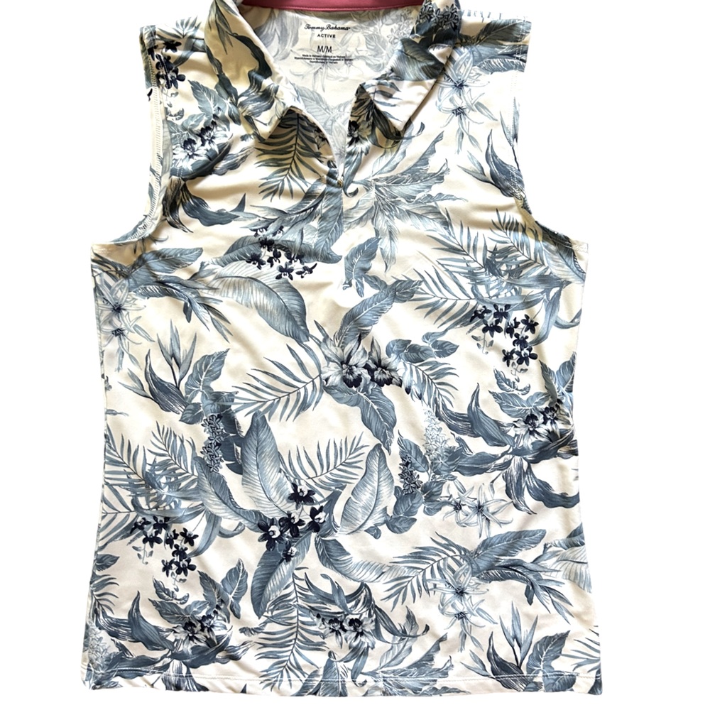 Tommy Bahama Blue and White Floral Sleeveless Top
